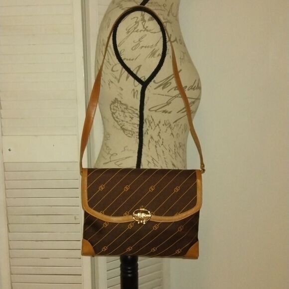 Vintage Gucci Diagonal GG Monogram Shoulder Bag - Picture 1 of 9